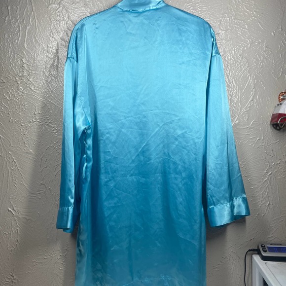 Victoria's‎ Secret Blue Long Sleeve Silk Sateen Comfort Sleepwear Robe Womens OS - Picture 4 of 4